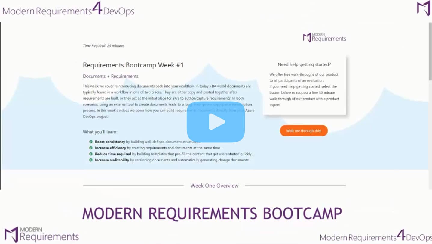 Modern Requirements Bootcamp Week One
