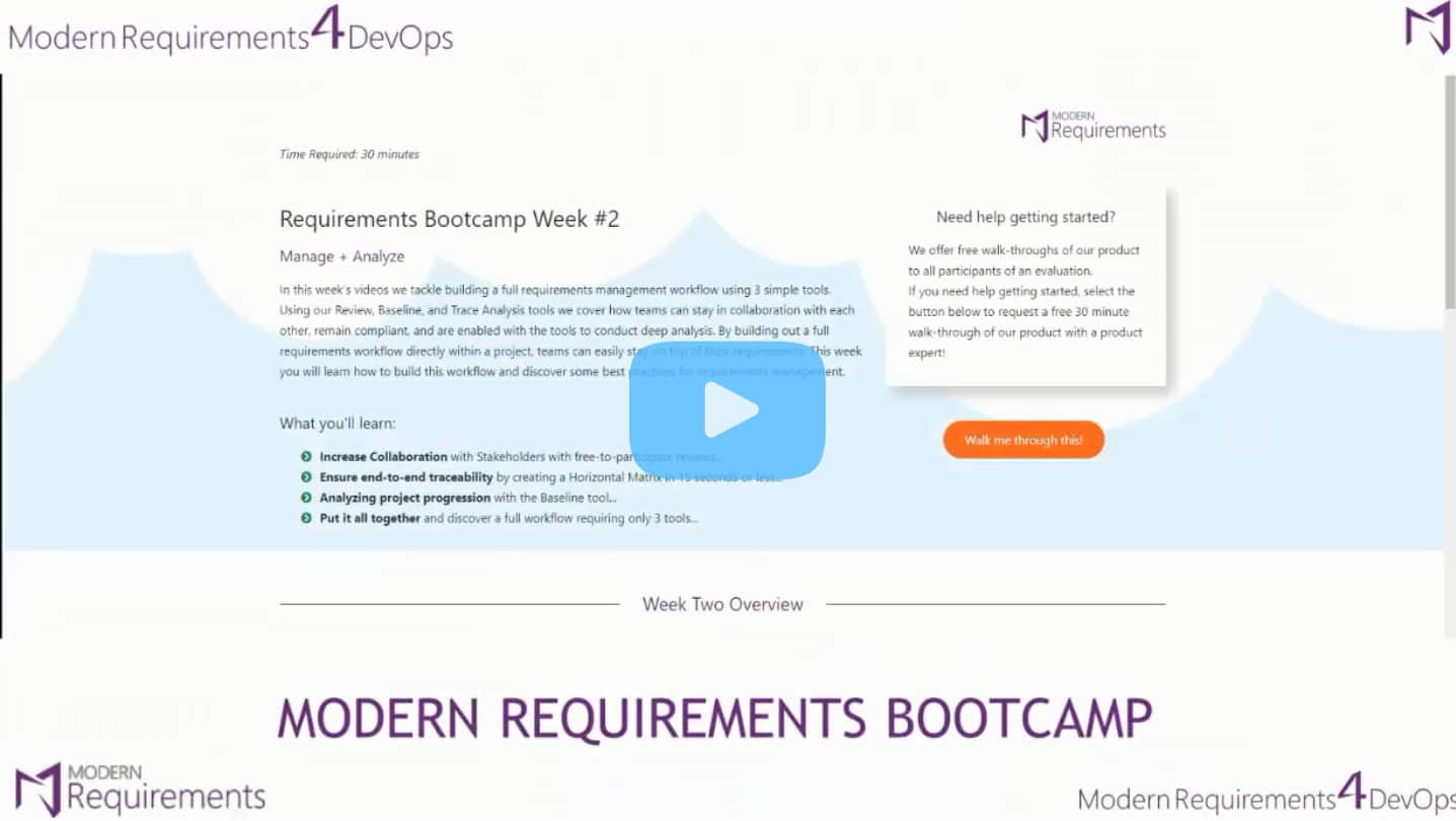 Modern Requirements Bootcamp Week Two