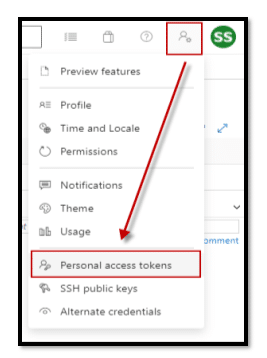 Screenshot showing how to create personal access token in Modern Requirements Review Management tool