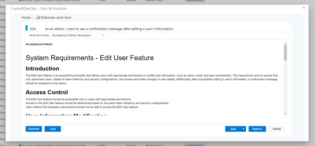 Requirements Writing App Copilot4DevOps: AI Requirements Management Tool