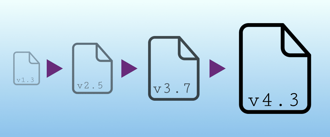 Versions of the same document shown in descending order of size and version number