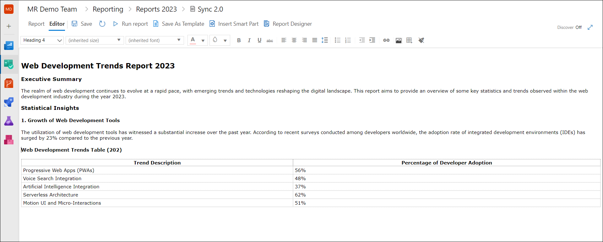 Single-click Reports